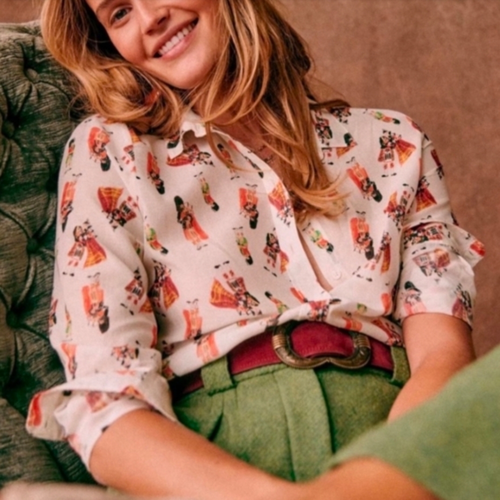 Sezane Pierro Blouse Scotland Print Size 36